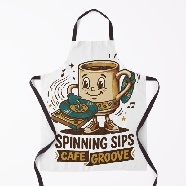 Item preview, Spinning Sips Coffee Cup Vinyl DJ Cartoon Mascot designed and sold by @SHINTOSARTSTORE.