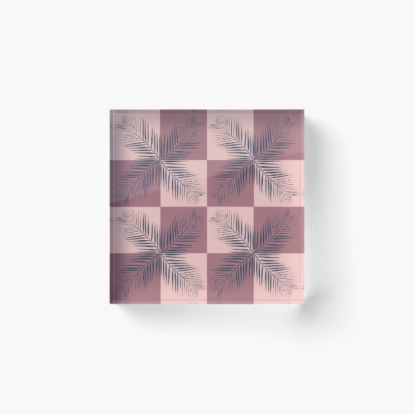 Item preview, Minimalist tropical palm leaves seamless pattern on pink checkered background designed and sold by AdesignbyG.