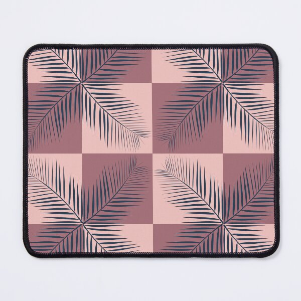Item preview, Minimalist tropical palm leaves seamless pattern on pink checkered background designed and sold by AdesignbyG.