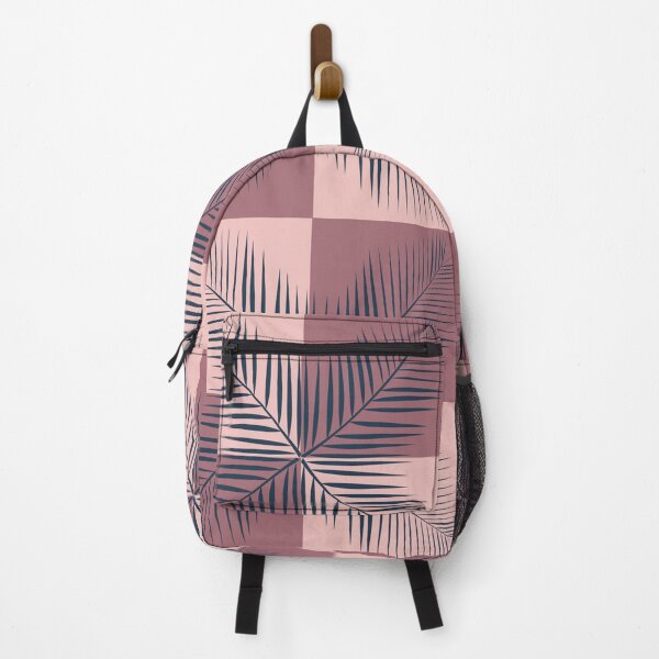 Item preview, Minimalist tropical palm leaves seamless pattern on pink checkered background designed and sold by AdesignbyG.