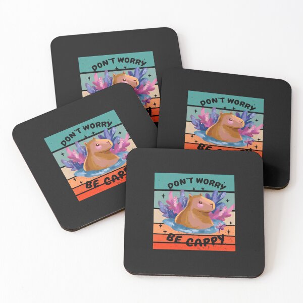 Item preview, Capybara Don't Worry Be Cappy Retro Sunset Illustration designed and sold by Mailinh123.