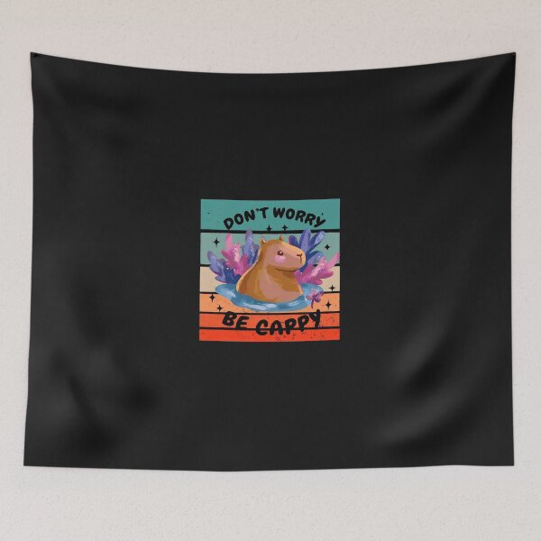 Item preview, Capybara Don't Worry Be Cappy Retro Sunset Illustration designed and sold by Mailinh123.