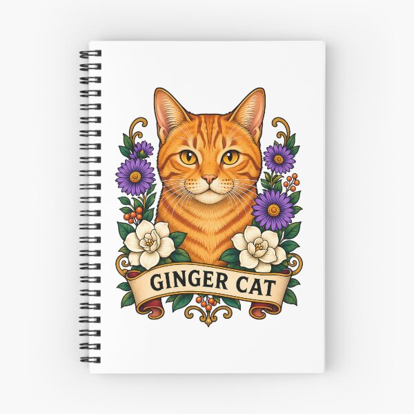 Item preview, Ginger Cat Vintage Floral Tattoo Art designed and sold by Old's Cool Cat Studio.