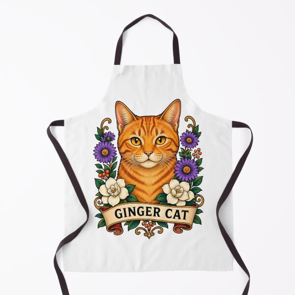 Item preview, Ginger Cat Vintage Floral Tattoo Art designed and sold by Old's Cool Cat Studio.