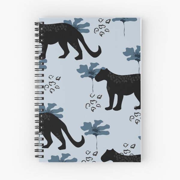 Item preview, ​Black Panther & Floral Pattern | Blue Botanical Wildlife Art designed and sold by  Boho Vibes Studio.