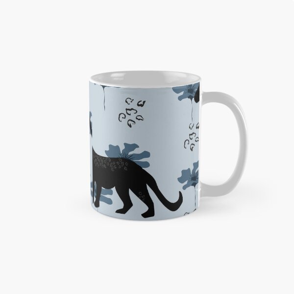 Item preview, ​Black Panther & Floral Pattern | Blue Botanical Wildlife Art designed and sold by  Boho Vibes Studio.