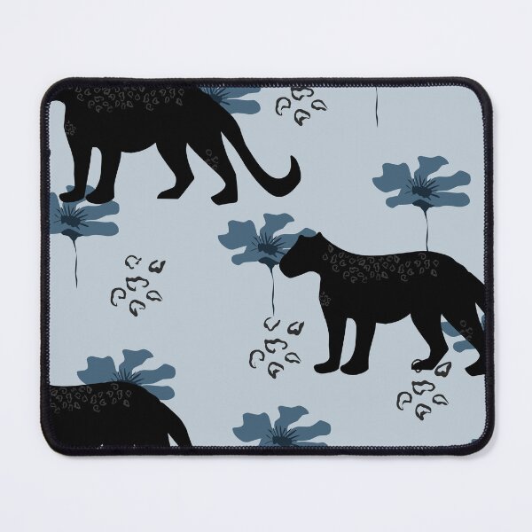 Item preview, ​Black Panther & Floral Pattern | Blue Botanical Wildlife Art designed and sold by  Boho Vibes Studio.