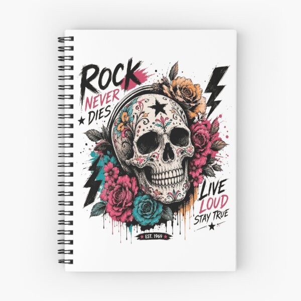 Item preview, Rock Never Dies Sugar Skull with Roses and Lightning designed and sold by victorstudioart.
