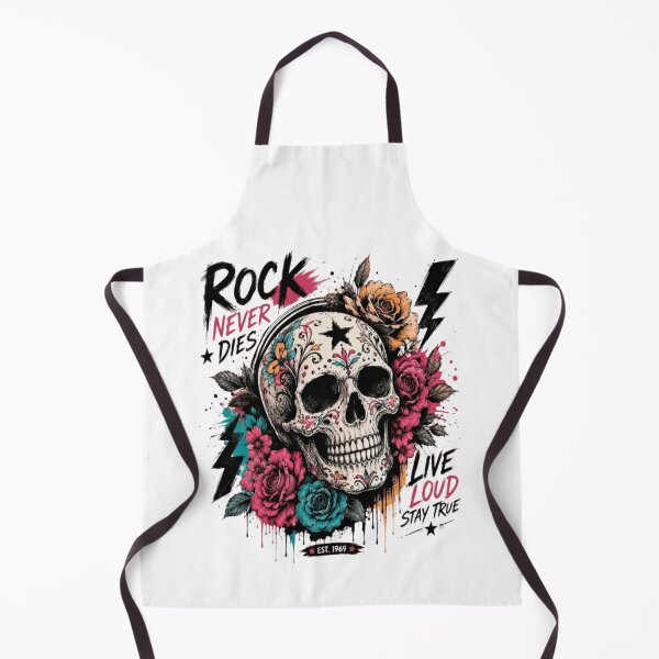 Item preview, Rock Never Dies Sugar Skull with Roses and Lightning designed and sold by victorstudioart.