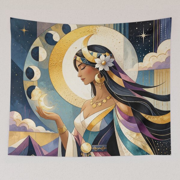 Item preview, Mama Quilla painting - Inca Goddess of the moon and marriage. designed and sold by GalleryKauffeld.