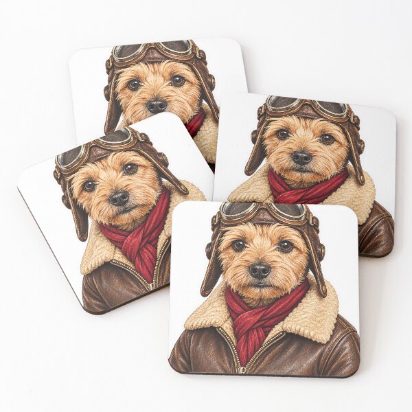 Item preview, Vintage Aviator Dog with Leather Jacket and Red Scarf designed and sold by ChicClicker.