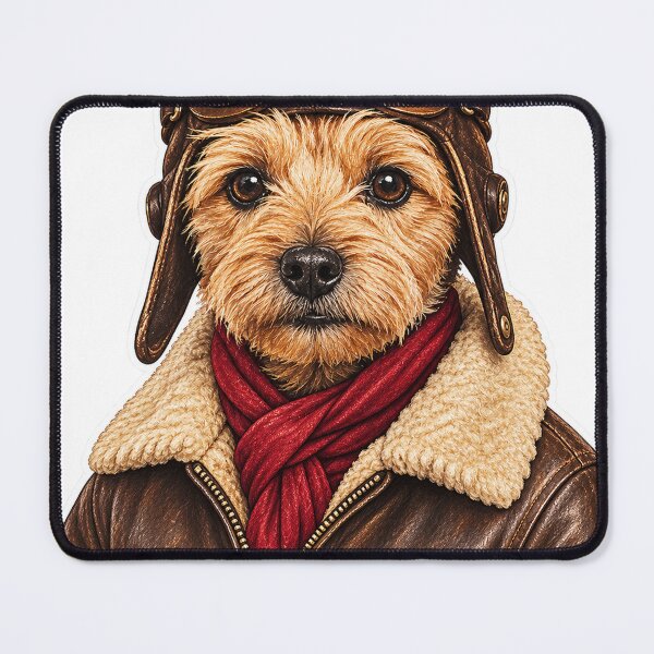 Item preview, Vintage Aviator Dog with Leather Jacket and Red Scarf designed and sold by ChicClicker.