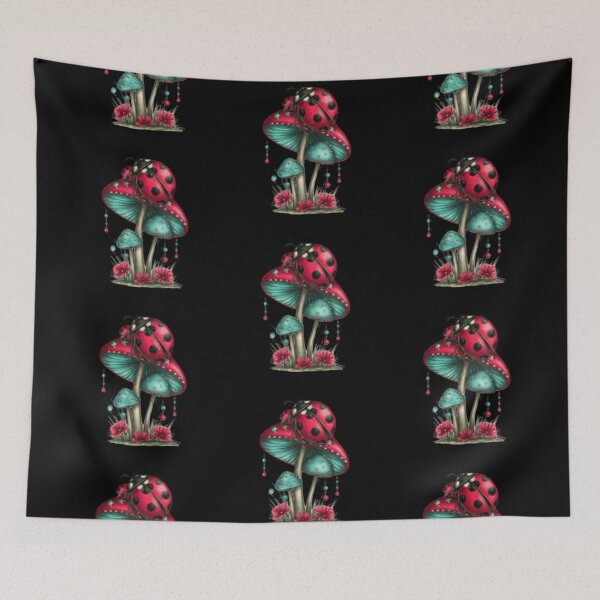 Item preview, Ladybug on Colorful Mushrooms designed and sold by hrendika.