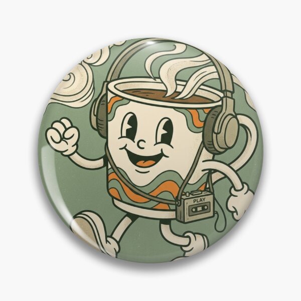 Item preview, Espresso Cup Retro Walking Coffee Mascot with Headphones designed and sold by @SHINTOSARTSTORE.