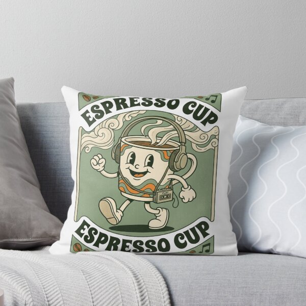 Item preview, Espresso Cup Retro Walking Coffee Mascot with Headphones designed and sold by @SHINTOSARTSTORE.