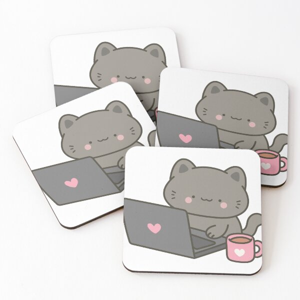 Item preview, Kawaii Cat Studying With Coffee designed and sold by Partoon-dp.