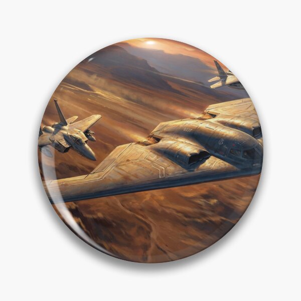 Artikelvorschau, B-2 Spirit eskortiert über Berge entworfen und verkauft von Airpower Art.