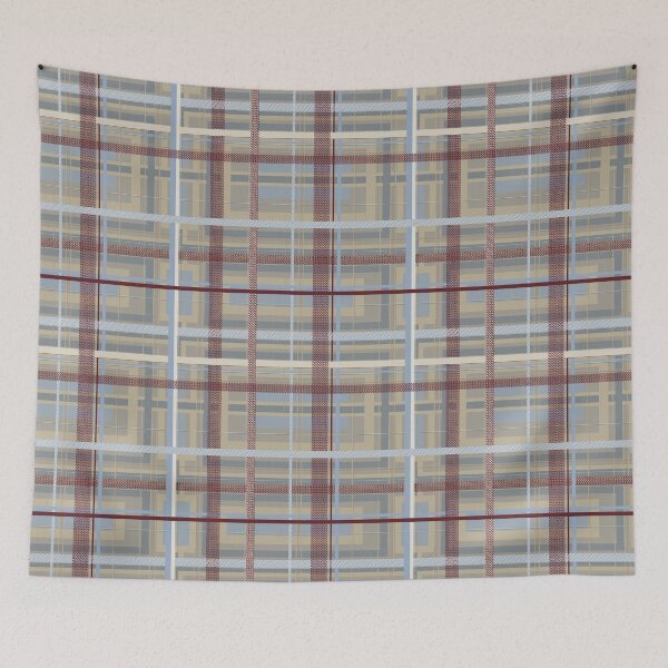 Item preview, Wheat & Blue Plaid — Textured Stripes with Deep Burgundy Contrast and ivory ribbons designed and sold by FaireWaveArt.