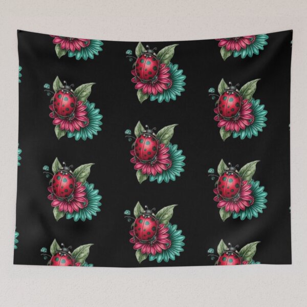 Item preview, Ladybug on Colorful Flowers designed and sold by hrendika.