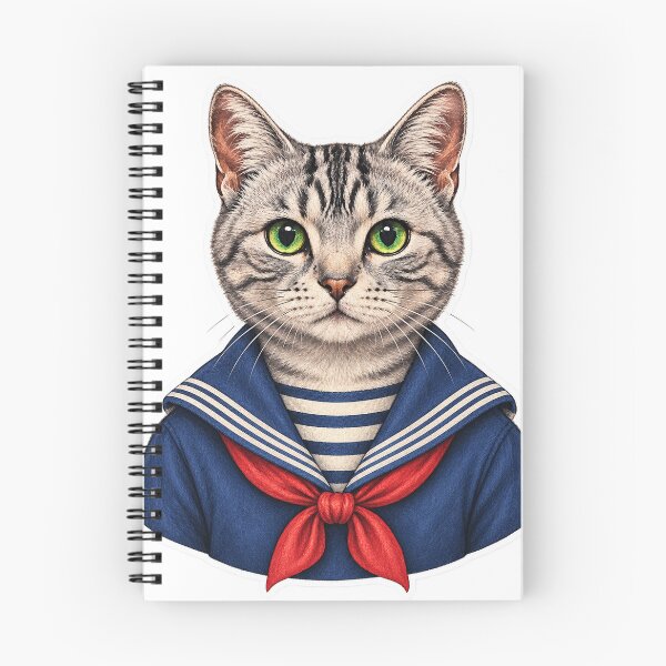Item preview, Silver Tabby Sailor Cat in Vintage Navy Uniform designed and sold by ChicClicker.