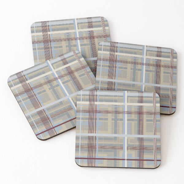 Item preview, Wheat & Blue Plaid — Textured Stripes with Deep Burgundy Contrast and ivory ribbons designed and sold by FaireWaveArt.