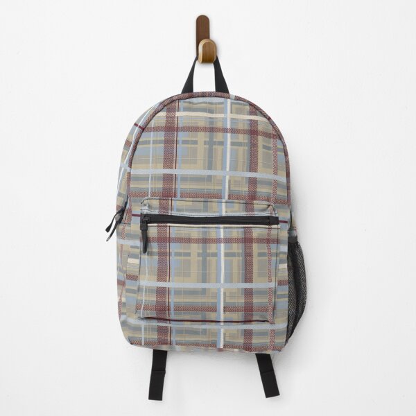 Item preview, Wheat & Blue Plaid — Textured Stripes with Deep Burgundy Contrast and ivory ribbons designed and sold by FaireWaveArt.