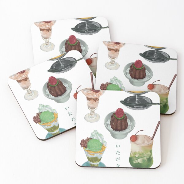 Item preview, Japanese Retro Café Desserts – Pudding, Parfait & Melon Soda designed and sold by FeedMeLikeUDraw.