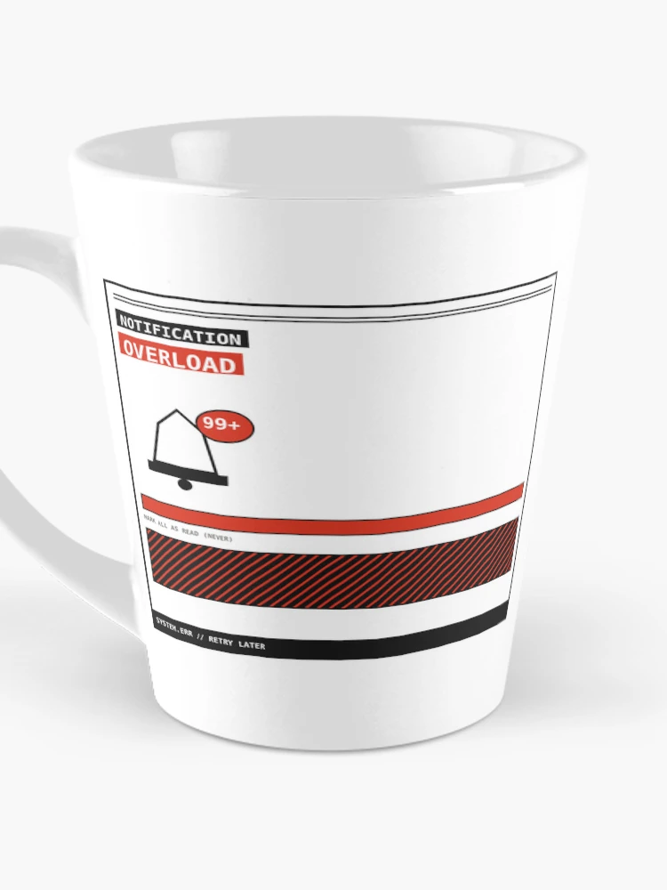 Thumbnail 3 of 4, Coffee Mug, Notification Overload 99+ Sticker designed and sold by PlusScanner.