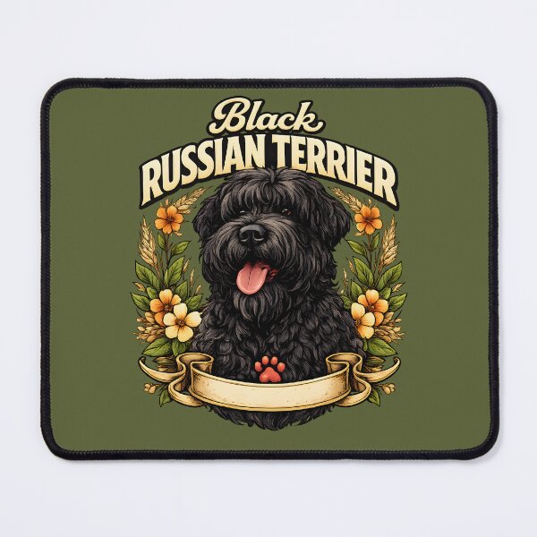 Item preview, Black Russian Terrier – Vintage Floral Dog Portrait designed and sold by blankTeeShirt.