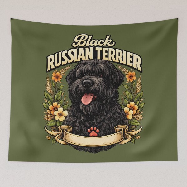 Item preview, Black Russian Terrier – Vintage Floral Dog Portrait designed and sold by blankTeeShirt.