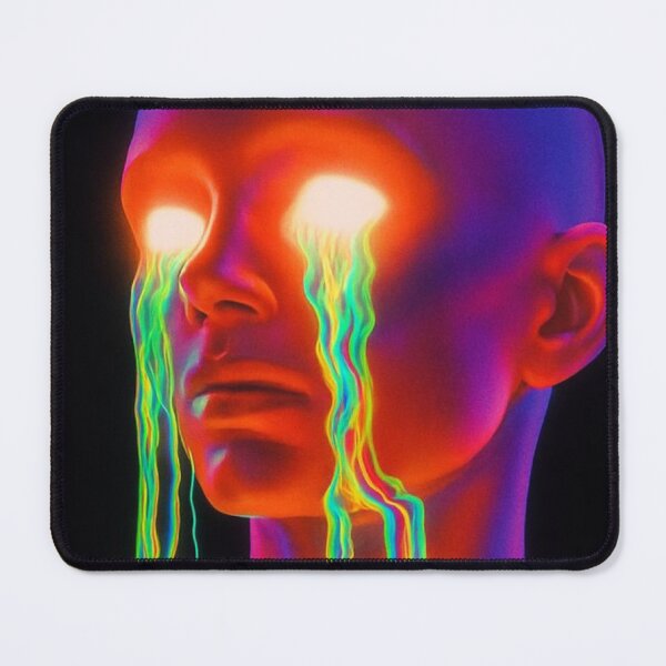Item preview, Psychedelic Glowing Cyberpunk Portrait Neon Crying Mannequin Surreal Art designed and sold by LYAN-STORE.