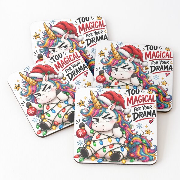 Item preview, Funny Grumpy Christmas Unicorn Sarcastic Quote 'Too Magical for Your Drama' Christmas Lights Sticker & T-Shirt Design designed and sold by Sitred123.
