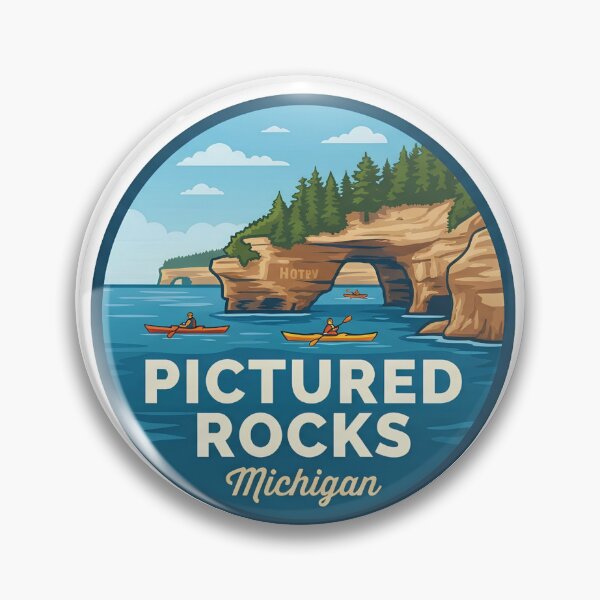 Item preview, Pictured Rocks National Lakeshore Michigan Kayaking Vintage Badge designed and sold by LittleArij.