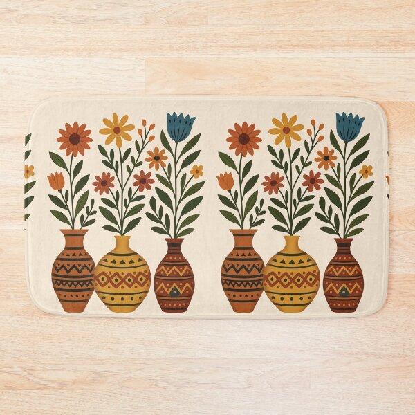 Item preview, Boho Wildflower Vase Collection | Folk Art Botanical Illustration designed and sold by ZanyPaintbrush.