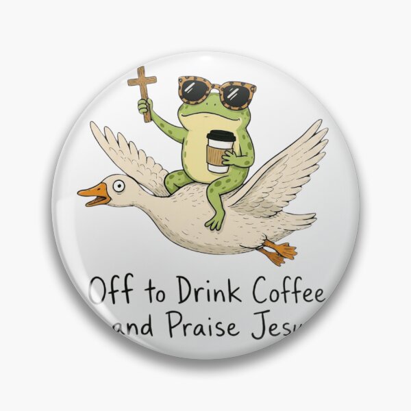 Item preview, Off To Drink Coffee And Praise Jesus Funny Frog Riding Goose designed and sold by haitrieuic96.