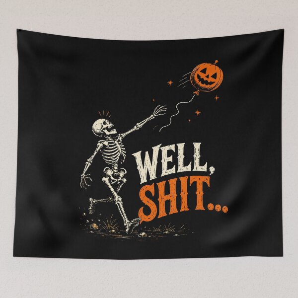Item preview, Well Shit Skeleton Lost Pumpkin Balloon Funny Halloween Meme designed and sold by VioletNance.