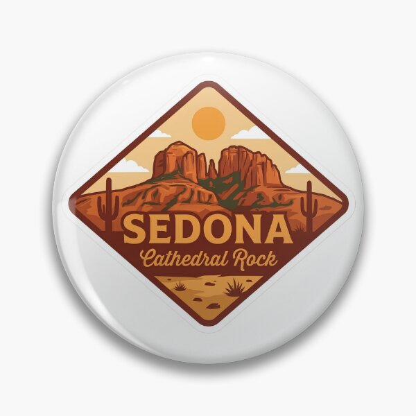 Item preview, Sedona Arizona Cathedral Rock Desert Vintage Diamond Badge designed and sold by LittleArij.
