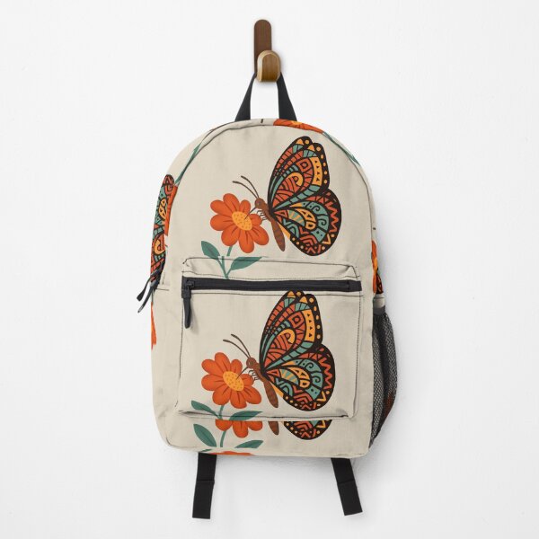 Item preview, Boho Tribal Butterfly on Flower | Folk Art Nature Illustration designed and sold by ZanyPaintbrush.