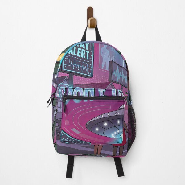 Item preview, "Don't Trust Aliens! Retro-Futuristic Neon Safety Poster | Cyberpunk Sci-Fi Parody Art for UFO & Tech Lovers" designed and sold by CHRONIN.