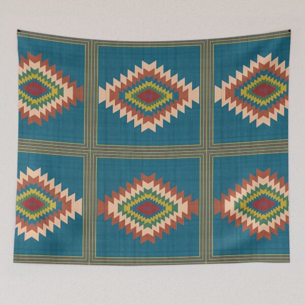 Item preview, Geometric Southwestern Boho Diamond Pattern Block designed and sold by Momoko-Hikaru.