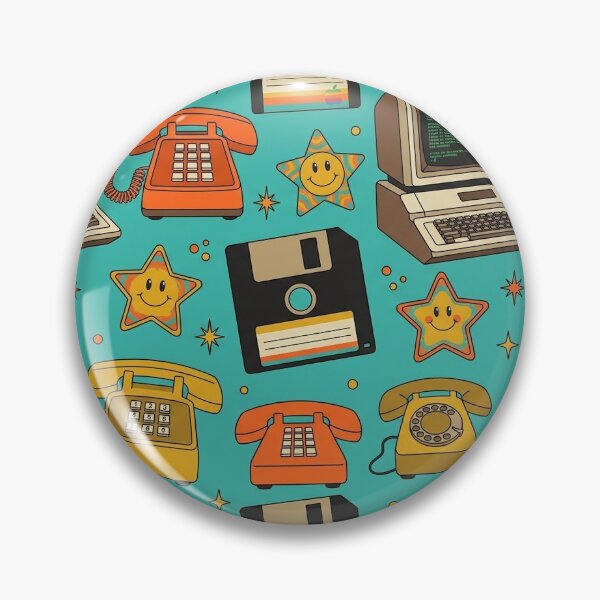Item preview, Groovy Tech Retro Pattern - Y2K Computers and Floppy Disks designed and sold by conamor-bymel.