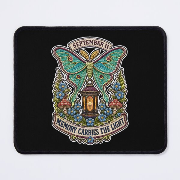 Item preview, September 11 Guardian Moth – Memory Carries the Light Embroidery Art designed and sold by Jaani-T.