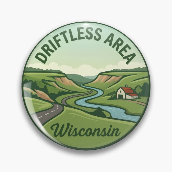 Item preview, Driftless Area Wisconsin Bluff Country Scenic River Vintage Badge designed and sold by LittleArij.