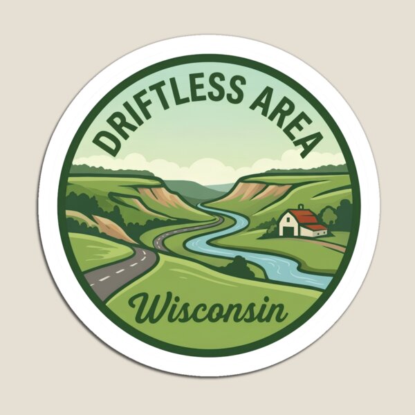 Item preview, Driftless Area Wisconsin Bluff Country Scenic River Vintage Badge designed and sold by LittleArij.