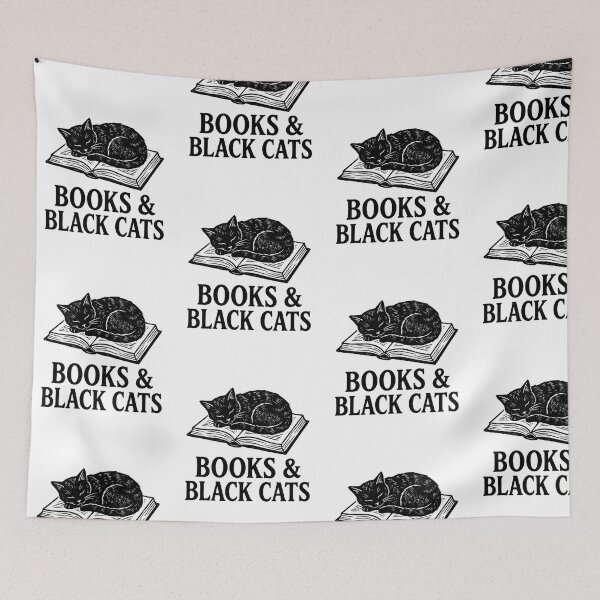 Item preview, Books and Black Cats Sleeping Cat Reader Literary Aesthetic Linocut designed and sold by raedattia.