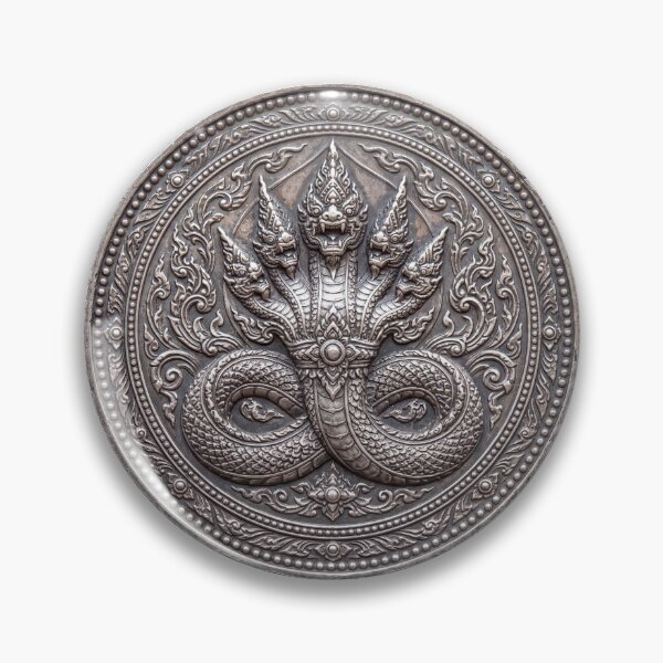 Item preview, Silver Naga Serpent Coin Art | Hindu Sacred Coin Design designed and sold by CosmicLotusArt.