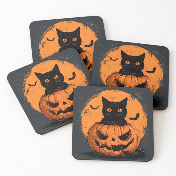 Item preview, Black Cat in Jack O’ Lantern – Spooky Halloween Night designed and sold by KAM-KAM-STORE.