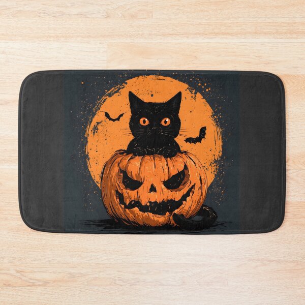 Item preview, Black Cat in Jack O’ Lantern – Spooky Halloween Night designed and sold by KAM-KAM-STORE.