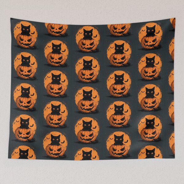 Item preview, Black Cat in Jack O’ Lantern – Spooky Halloween Night designed and sold by KAM-KAM-STORE.