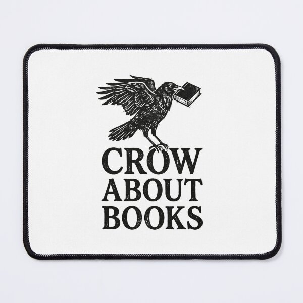 Item preview, Crow About Books Funny Raven Reader Pun Vintage Block Print Literary designed and sold by raedattia.